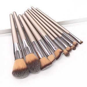 Nya Kvinnors Fashion Borstar 10st Set Trä Fundament Kosmetisk Ögonbryn Ögon Skuggborste Makeup Brush Sets Verktyg Pincel Maquiagem