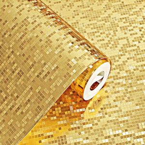 1 Rolo PVC 10m Adesivo de parede Glitter Mirror Effect Mosaic Sparkle Light reflete adesivos de papel alumínio de ouro