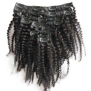 african american clip in human hair extensions 8 Pieces/Set afro kinky clip in extensions 100G clip in human hair extensions