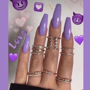 Candy color Purple Ballet nails 24 Pces 12 size Fake Piece False Acrylic Nail Tips Extension Finger Tools Manicure