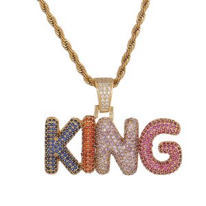 Custom Small Letter Name Necklace Micro Paved Color Zircon with Tennis Chain Men's Charms Hip Hop Jewelry