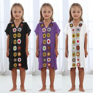 Kind Kinder Blume häkeln Dreess Pareo Strand Badeanzug Coverup Beachwear Kinder Shirt Cover Up und Tuniken Kleider Coverups LJJA2591