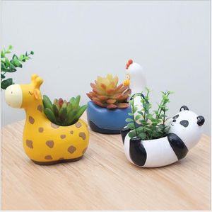 Vasi per piante carnose a forma di animale Cartoon Creativo Piccolo vaso di fiori naturale Panda Vasi da desktop per ufficio abbinati