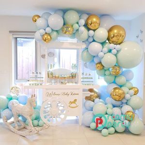 124 sztuk zestaw Macaron Blue Pastel Balloons Garland Arch Kit Confetti Urodziny Ślub Baby Shower Rocznica Dekoracji Party