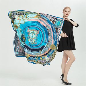 Designer Scarf Silk Scarf Scarves Twill Silk Scarf Women Spanien stora sjalar Retro Print Stoles Square Bandana Fashion Kerchief Female Foulard 130cm*130cm