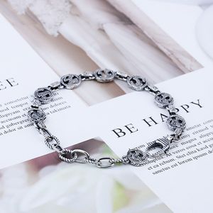 Bracciale vintage con lettera in argento sterling S925 per uomo e donna, coppia di gioielli di moda Gift209K