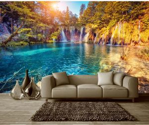 Waterfall three-dimensional background wall wallpaper for walls 3 d for living room