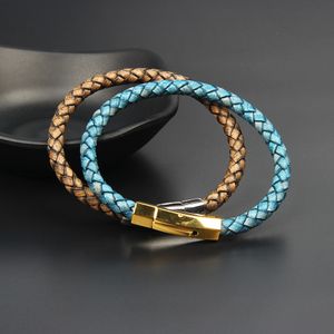 Hot Sale Silver Stainless Steel Bracelets Classic Vintage Genuine Leather Bracelet Gold Jewelry For Men And Women