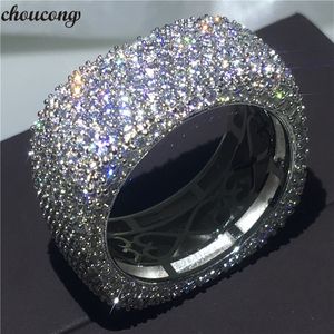 Choucong Hollow Ring 925 Silver Micro Pave 450pcs Diamond CZ Zaręczyny Zespół Ślubny Pierścienie Dla Kobiet Biżuteria Prezent