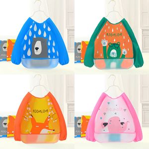 Baby Cartoon animals Waterproof Stain Resistant Cape Bib Children Drawing Overalls Kids Feeding Smock Apron Eating Clothes Burp Cloths M2143