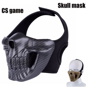 Caça tático máscara de crânio paintball outboor halloween cosplay cs crânio máscara metade rosto máscara protetora quente