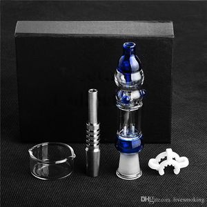 Nova Azul Bong Set Water Pipe Projeto do polvo 14 milímetros Mini Kit W / Titanium prego 14mm tubulações de água de vidro