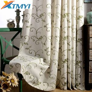 Modern Curtains for the Bedroom Blackout Curtains for Living Room Gray \ green embroidered sheer fabric blinds drapes