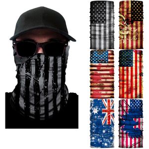 Balaclava başörtüsü maske 10pcs Balıkçılık boru şeklinde dikişsiz bandanaları Bisiklet Amerikan bayrağı Maske Motosiklet yüzünü Soğuk / lot