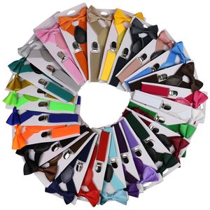 Accessorio di moda Bretelle per bambini con papillon Set di papillon per bambini Bretelle per ragazzi Bretelle regolabili per ragazze Cravatte nuziali per bambini