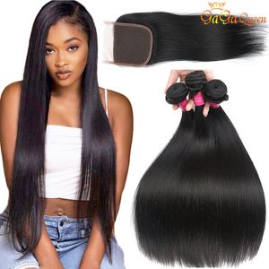 Brazilian Straight Hair With Closure Wholesale Brazilian Virgin Hair 3 Bundles With Lace Closure 4x4 Lace Closure With Human Hair Bundles