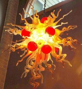 ヨーロッパタイプの手の吹きガラスシャンデリア現代LEDランプハイシーリングランプヴィラアート装飾吊り鎖チェーンクリスタルシャンデリア