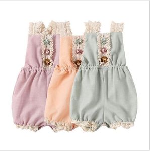Baby Girl Clothes Rompers Lace Suspenders Jumpsuits Newborn Ins Summer Onesies Toddle Boutique Sleeveless Bodysuit Infant Climb Suit C5931