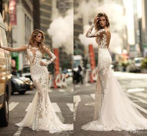 Nuovi abiti da sposa a sirena araba Berta Maniche lunghe Applique in pizzo Abiti da sposa da sposa mediorientali Abito da sposa Robe De Mariee