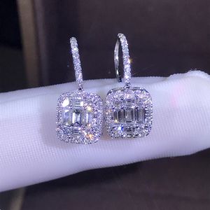 Hot Sale Ny 2019 Luxury Jewelry 925 Sterling Silver T Shape White Topaz Cz Daimond Women Wedding Gemstones Earring Hook For Lovers Gift