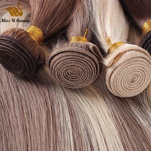 금발 컬러 버진 레미 인간의 머리 위사는 회색 푸른 핑크 레드 밝은 색깔 된 hairbundles cuticle 정렬 된 고품질을 만든