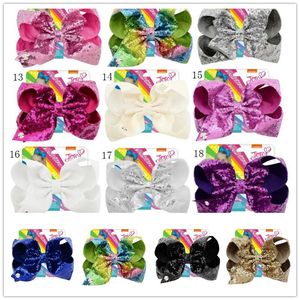 8 inch Jojo Glitter Mermaid Flip Sequin Big Bow Hairpin Baby Girls Gradient Paillette Barrettes Kids Child Hair Clip Hair Accessories A21503