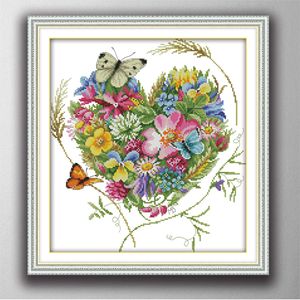 farfalle amore fiori fatti a mano punto croce strumenti artigianali ricamo ricamo set contato stampa su tela DMC 14CT / 11CT