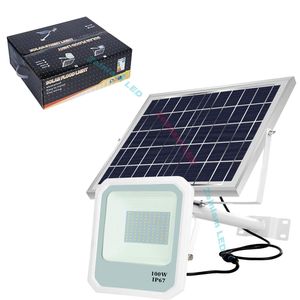 Proiettore solare SMD3030 ad alta potenza Polvere all'alba Telecomando Luci di inondazione stradali a LED solari Illuminazione esterna del prato del giardino solare