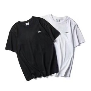 新しい男性レディーストップスティーコットン半袖レターTシャツベテメントシャツホワイトブラックC4831