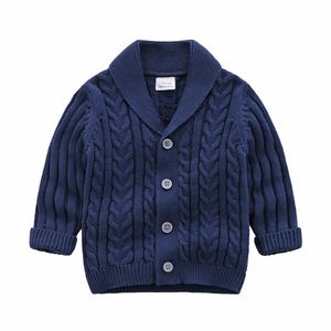 Nowy Styl Baby Boy Sweter Wiosna Jesień Knittigan Turn-Down Collar Płaszcz Moda Ciepłe Dzieci Ubrania