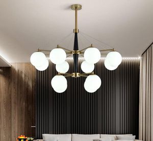 White Glass Lamp Design Modern Chandelier Living Room Light Fixtures Kitchen Dinning Room Decor Home Lighting Metal MYY