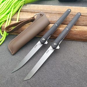 Coltello pieghevole Flipper 4 stili Coltello tascabile EDC con lama satinata 440C con manico in legno con fodero in pelle