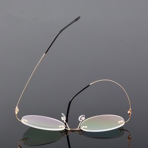 All'ingrosso-Retro rotonda di memoria ultra-leggera pieghevole lega di titanio miopia Occhiali Rimless Elasitical struttura di vetro Uomini Eyewear