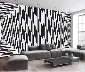 modern wallpaper for living room Black and white stereo personality modern minimalist background wall