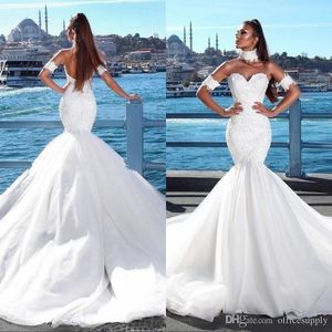 Dubai Sexy Mermaid Wedding Dresses Lace Applique Tulle Backless Sweetheart Vestido De Noiva Wedding Dress Bridal Gowns vestidos de novia