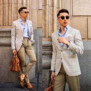 2020 mens kostym damier check brudgum kostym fritid kostym högkvalitativa kostymer de mariage pour hommes tuxedos för man