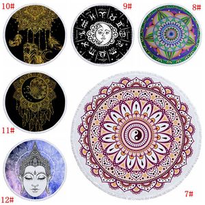 Bohemia Mandala Beach Towel Round Tassel Beach Blanket Superfine Fiber Printing Tapestry Yoga Mat Summer Picnic Rug 23 Designs DBC BH3324