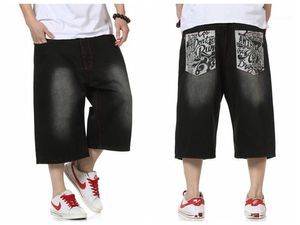 Grossist-sommarstil hiphop baggy lösa tryckta byxor för män denim jeans shorts plus storlek 30-46 FS49411