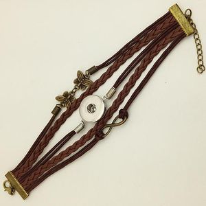 Wholesale-Bronze Butterfly snap leather bracelet styles choose friendship Noosa jewellry for gift customs diy making
