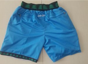 Nytt team 2003-04 Vintage BaseKetball Shorts Zipper Pocket Running kläder Mn Blue Color Just Done Size S-XXL