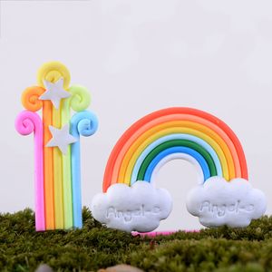 Cartone animato Mini Arcobaleni Ornamenti Vasi da giardino Terrario Decorazione Arcobaleno Micro Paesaggio Artigianato Plastica Nuvola Stella Arcobaleno BH3664 TQQ