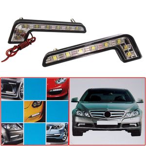 Freeshipping 2 * Super Branco Brilhante 8 LED DRL Car Daytime Running Luz de Condução Estilo Do Carro Lâmpada de Luz À Prova D 'Água À Prova de Choque lâmpada