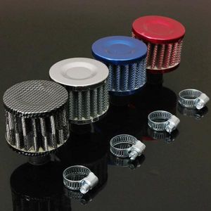 12mm Motor Oil Cold Air Intake Filter Kit Crank Case Vent Cover Breather - Carbon