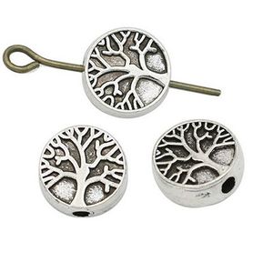 Liberi la nave 200pcs lega d'argento tibetano albero della vita charms branelli allentati branelli del distanziatore per monili che fanno 9x3.5mm