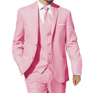 Mais recentes desenhos rosa homem negócio ternos masculinos entalhados lapela blazers noivo tuxedo homens ternos para casamento 3 peças magro fit tnono masculino
