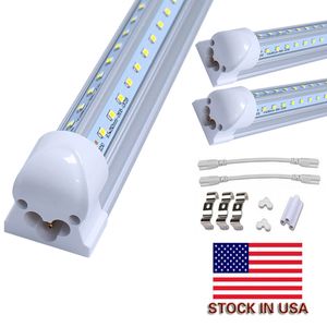 T8 V shaped 8ft led tube lights integrated 8 foot cooler door lighting double row shop lights fixture plug and play