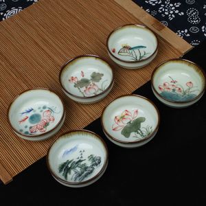 Hanpainted Qinghua Porcelain Tea Cup Hand Made Drinkware Home Decor Water Cup Ceramic Lotus Teacup Tea Service