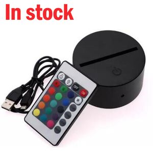 LED Lamp Base For 3D Illusion Acrylic Light 3pcs Battery DC 5V RGB Touch Switch Acrylic Led Base with remote control