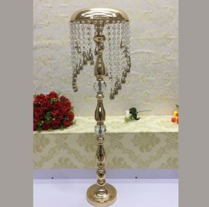 Nuovo stile Portacandele in metallo Cristalli Tavolo da sposa Candelabro Centrotavola Delicato Campanelli eolici Tipo Decorazione Candeliere senyu0310