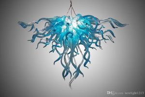 Antik industriell glas hänge ljus i aqua färg för hem restaurang dekoration LED blåst glas kristall ljuskrona lampor